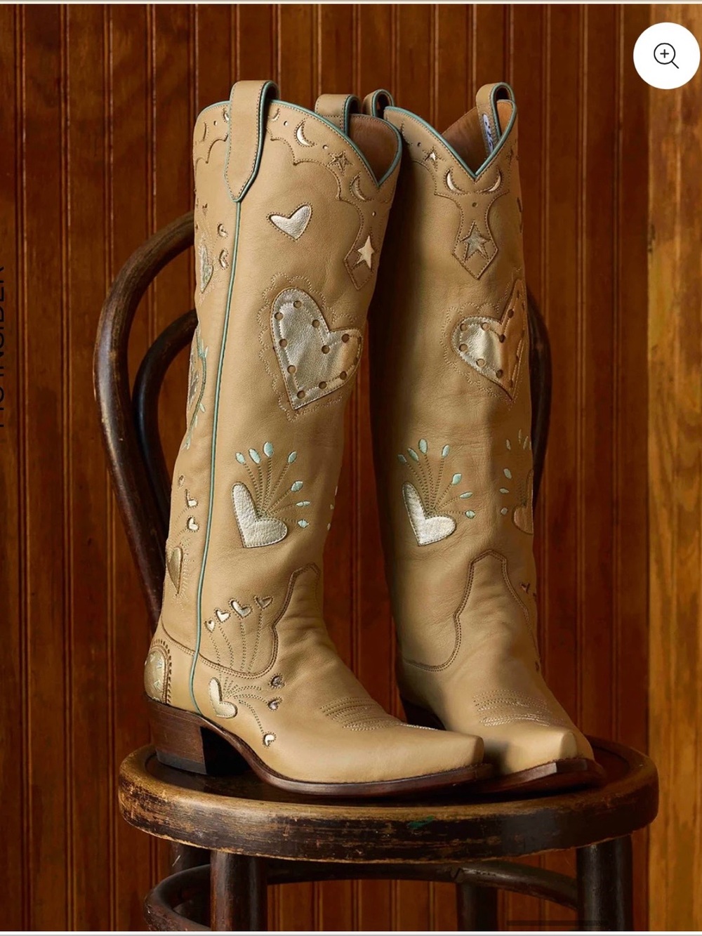 MIRON CROSBY Lilly Latte Hearts Cowboy Boots Size 8.5